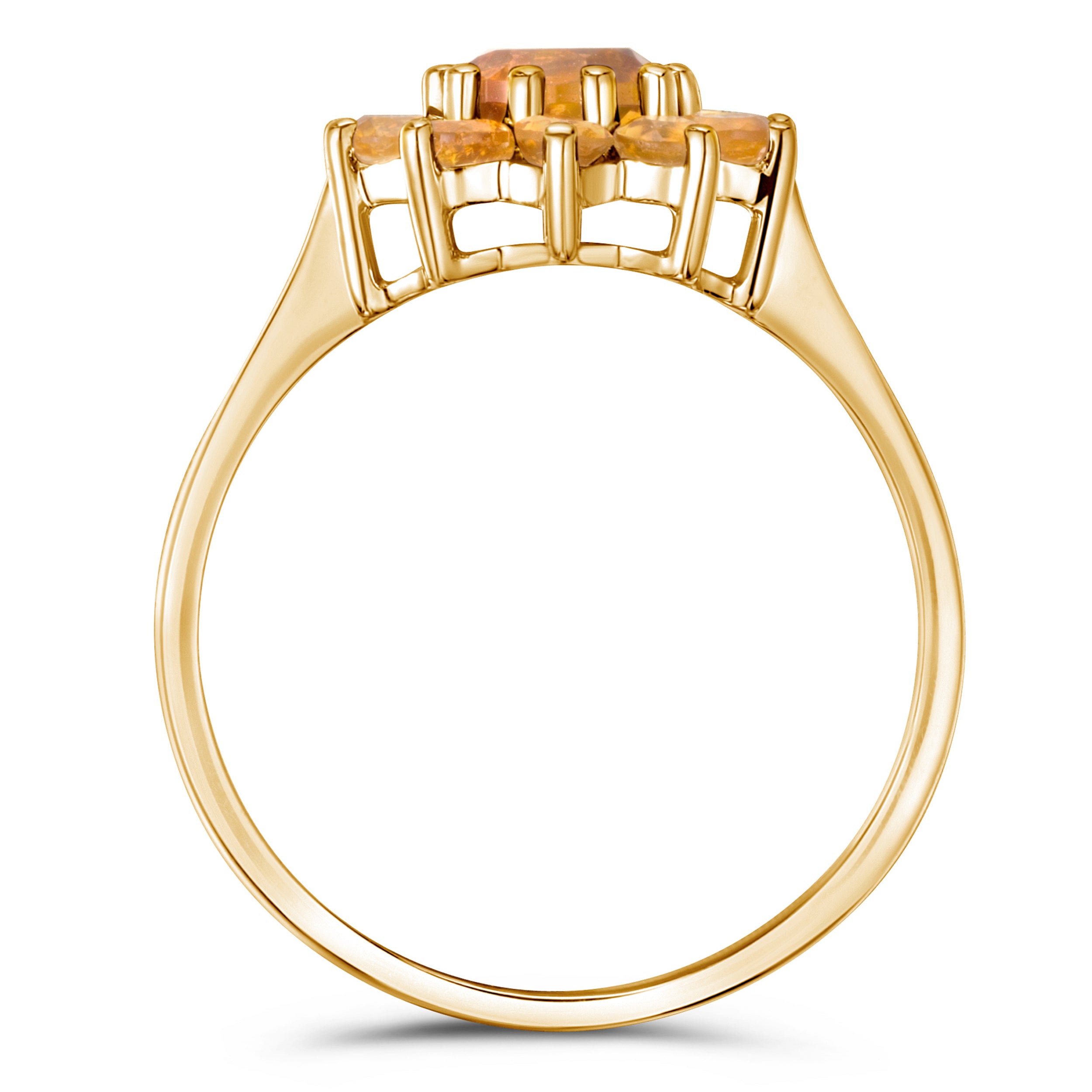 0.96ct Citrine Cluster Ring in 9K Yellow Gold
